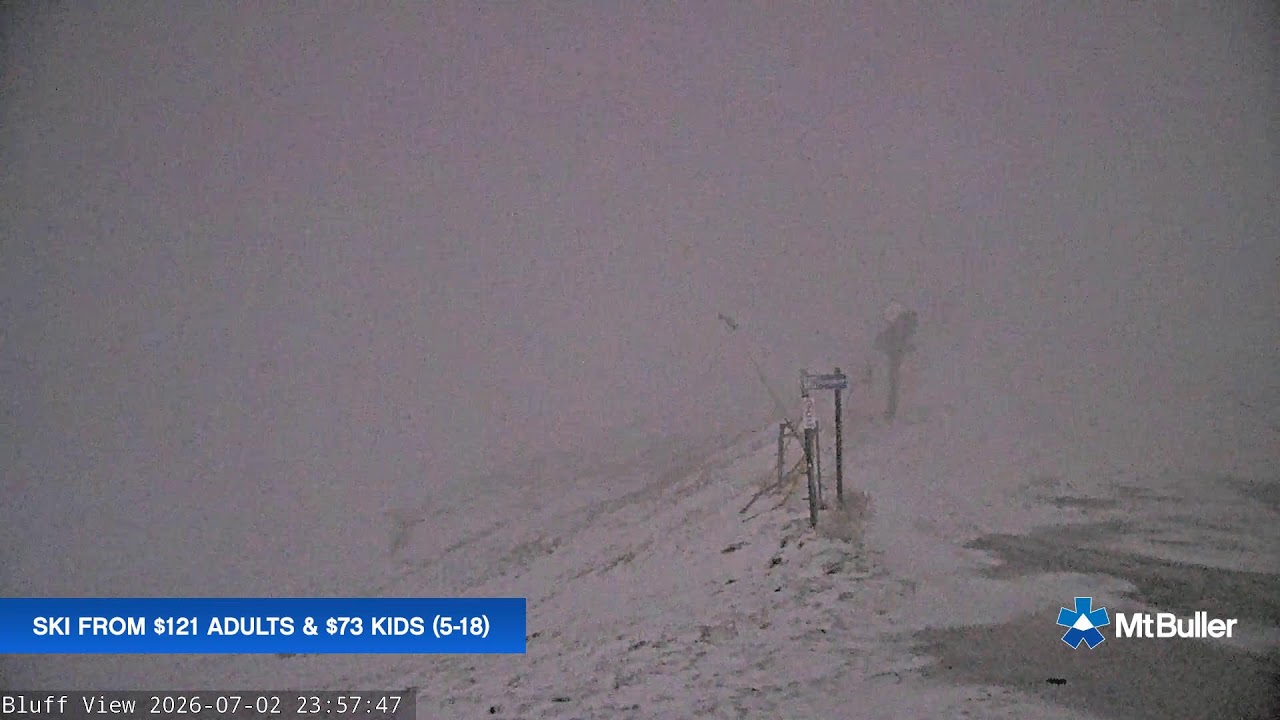 Mt Buller Skyline Live snow cam captured at 2 July 2026 at 11:58 pm AEST