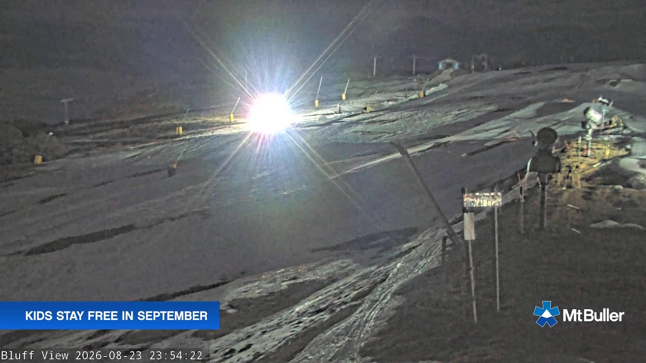 Mt Buller Skyline Live snow cam captured at 23 August 2026 at 11:55 pm AEST