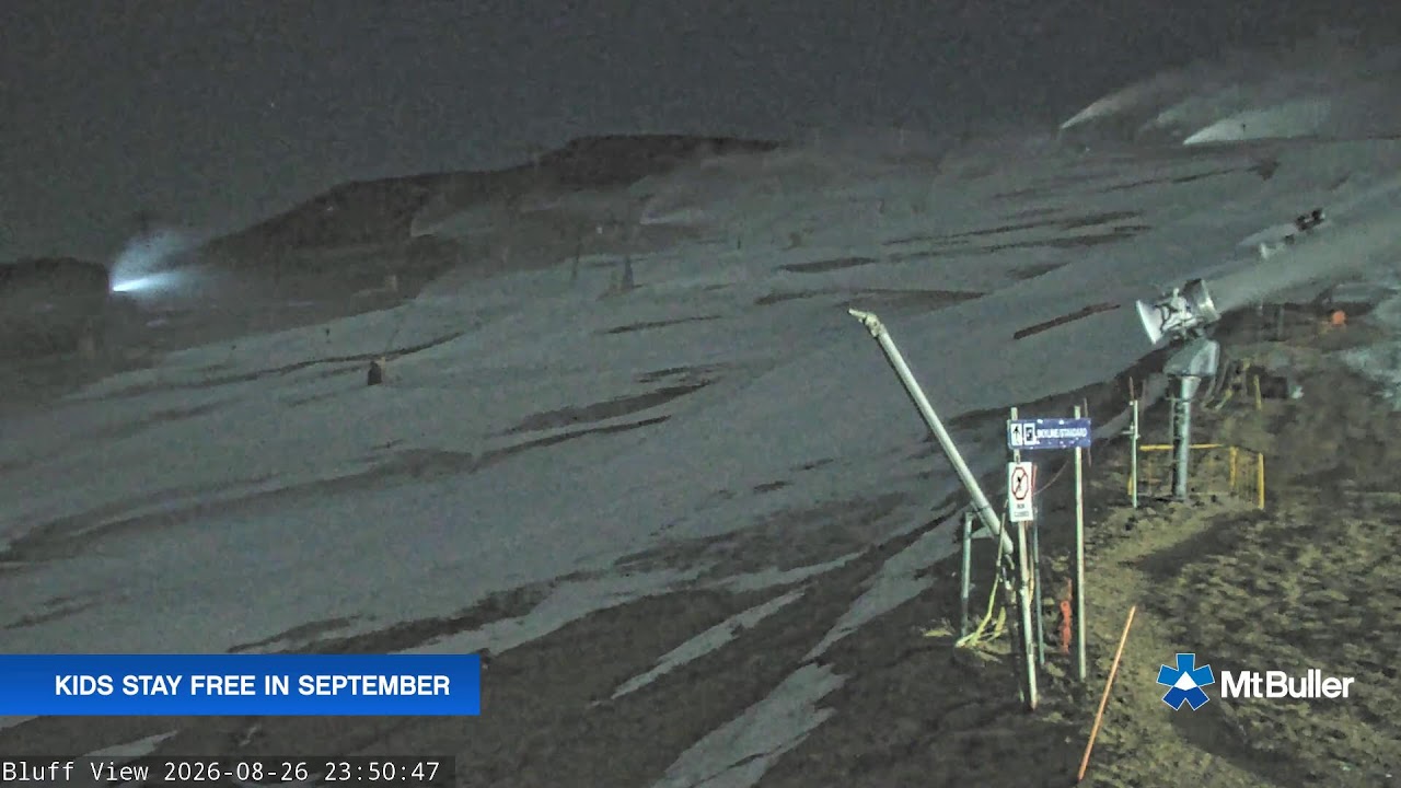 Mt Buller Skyline Live snow cam captured at 26 August 2026 at 11:55 pm AEST