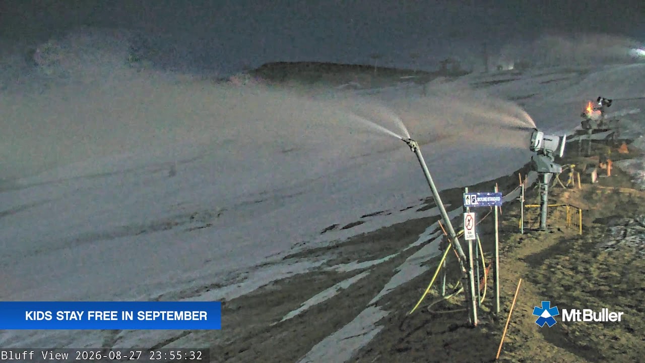 Mt Buller Skyline Live snow cam captured at 27 August 2026 at 11:55 pm AEST