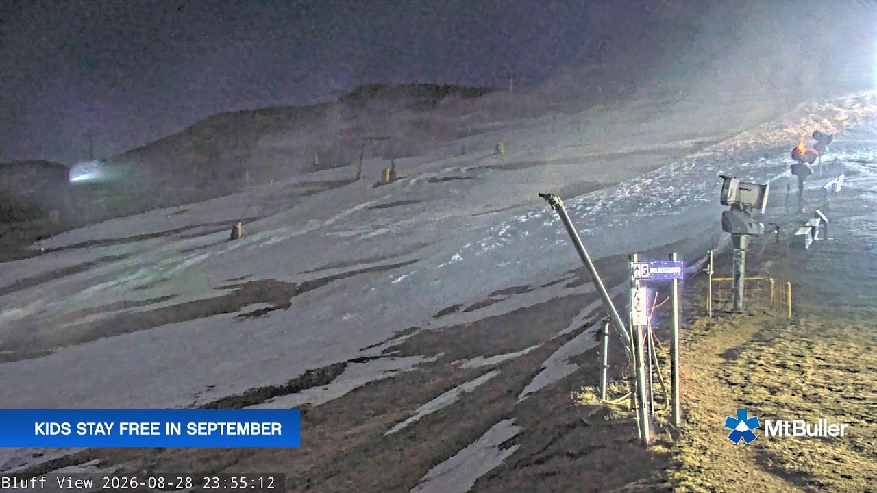 Mt Buller Skyline Live snow cam captured at 28 August 2026 at 11:55 pm AEST