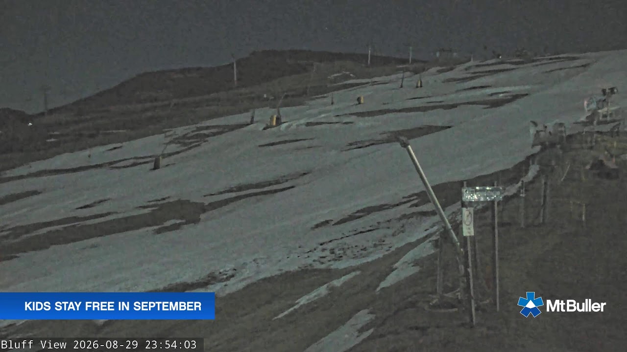 Mt Buller Skyline Live snow cam captured at 29 August 2026 at 11:55 pm AEST