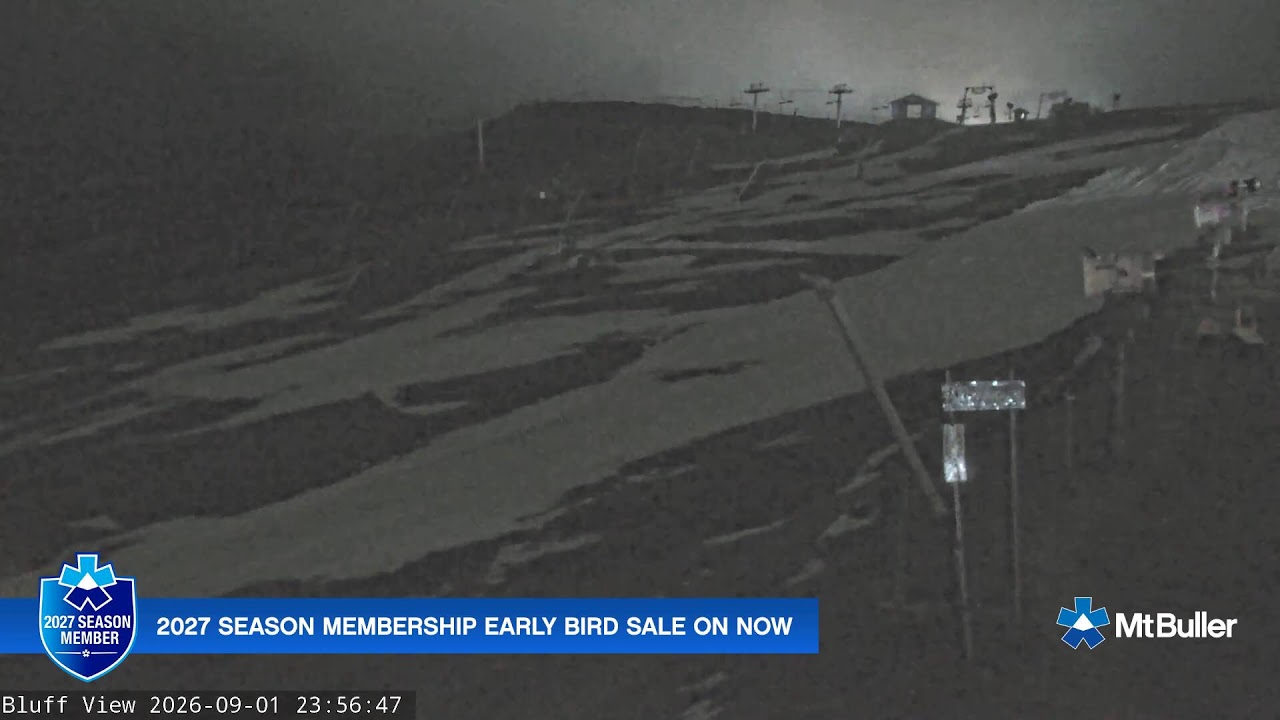 Mt Buller Skyline Live snow cam captured at 1 September 2026 at 11:59 pm AEST