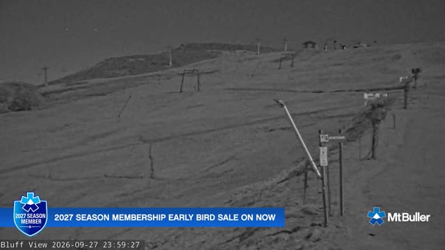 Mt Buller Skyline Live snow cam captured at 27 September 2026 at 11:59 pm AEST