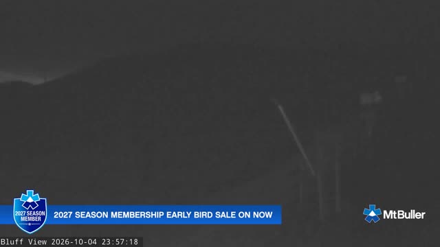 Mt Buller Skyline Live snow cam captured at 4 October 2026 at 11:57 pm AEDT