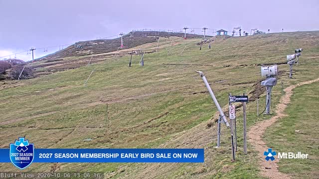 Mt Buller Skyline Live snow cam captured at 6 October 2026 at 1:06 pm AEDT