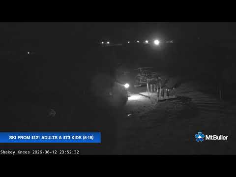 Mt Buller Shakey Knees Live snow cam captured at 12 June 2026 at 11:56 pm AEST