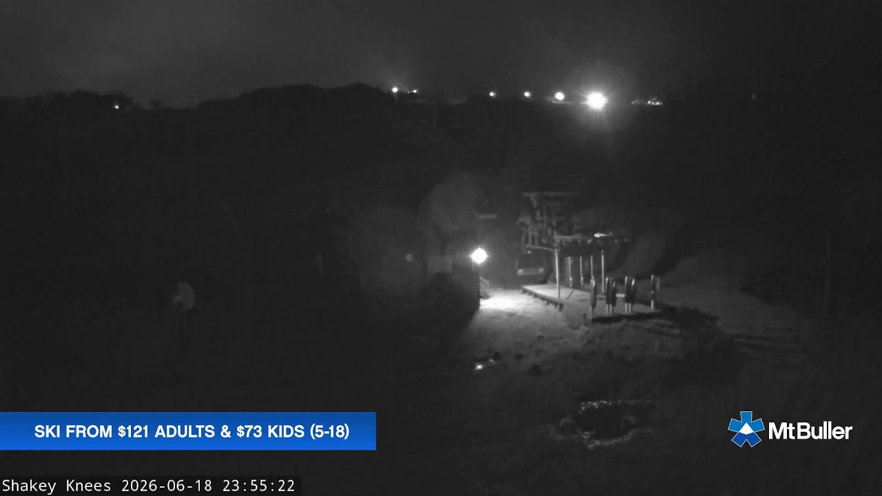 Mt Buller Shakey Knees Live snow cam captured at 18 June 2026 at 11:59 pm AEST