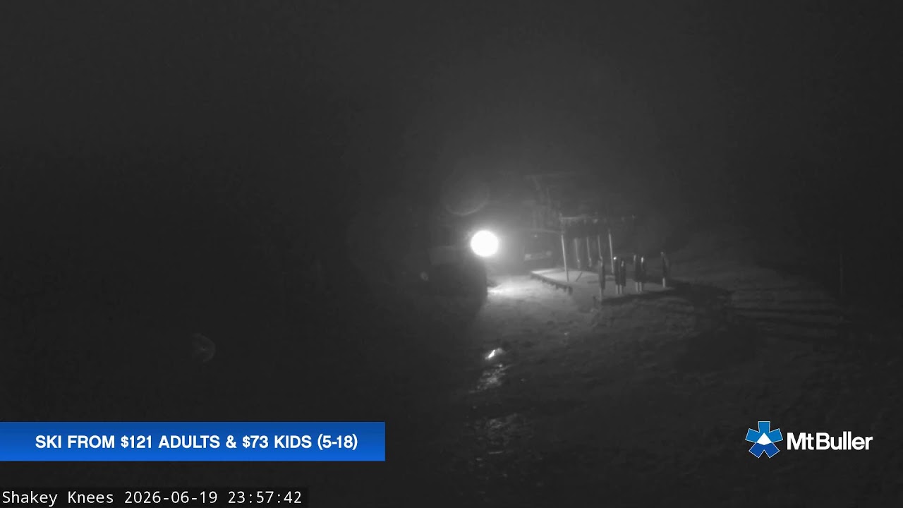 Mt Buller Shakey Knees Live snow cam captured at 19 June 2026 at 11:59 pm AEST