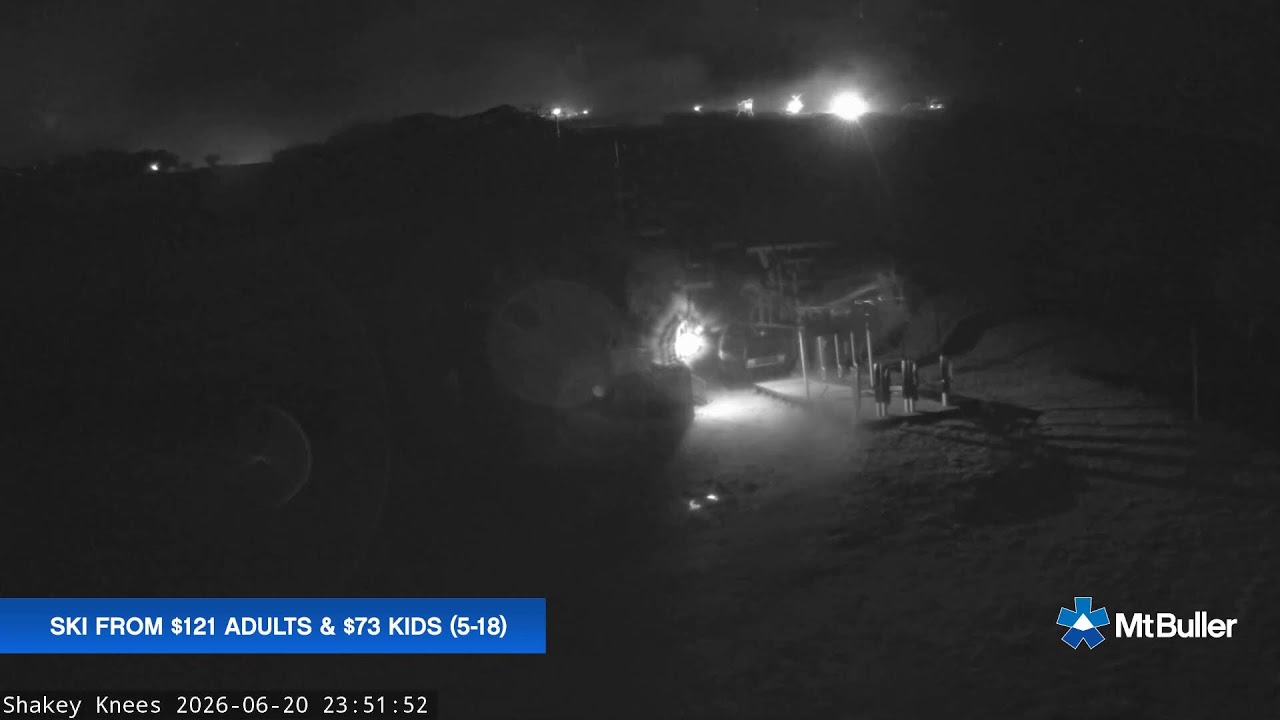 Mt Buller Shakey Knees Live snow cam captured at 20 June 2026 at 11:54 pm AEST