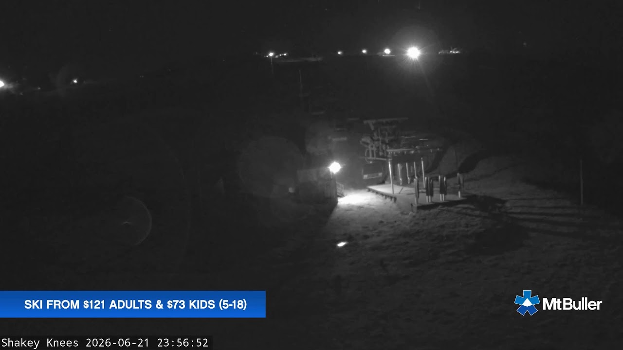 Mt Buller Shakey Knees Live snow cam captured at 21 June 2026 at 11:59 pm AEST