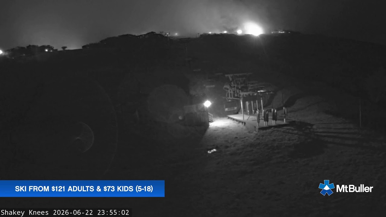 Mt Buller Shakey Knees Live snow cam captured at 22 June 2026 at 11:58 pm AEST
