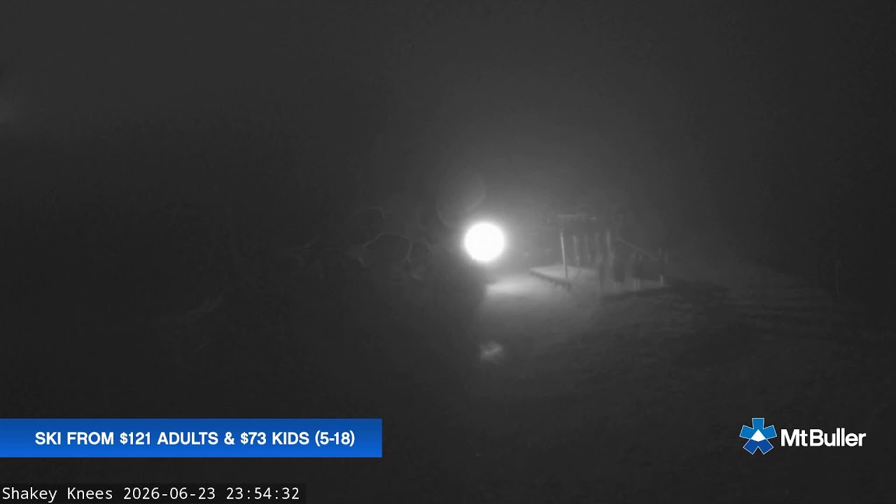 Mt Buller Shakey Knees Live snow cam captured at 23 June 2026 at 11:58 pm AEST