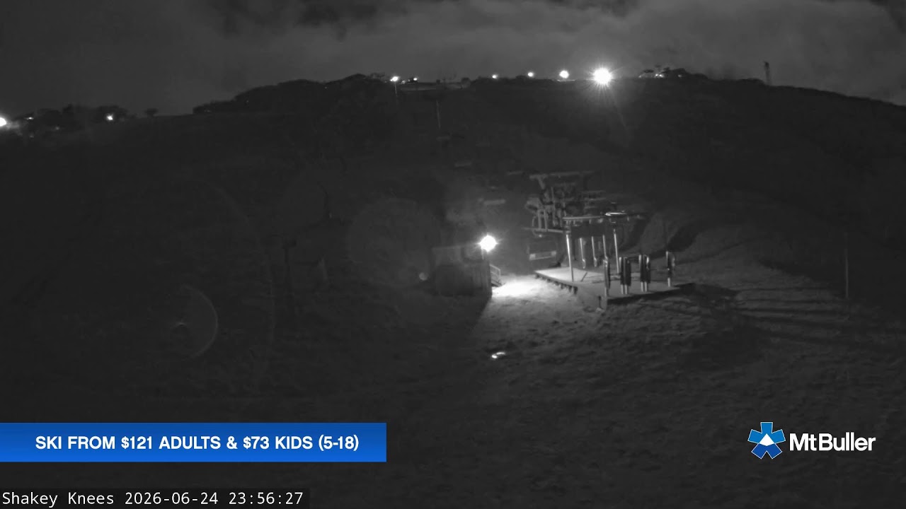Mt Buller Shakey Knees Live snow cam captured at 24 June 2026 at 11:58 pm AEST