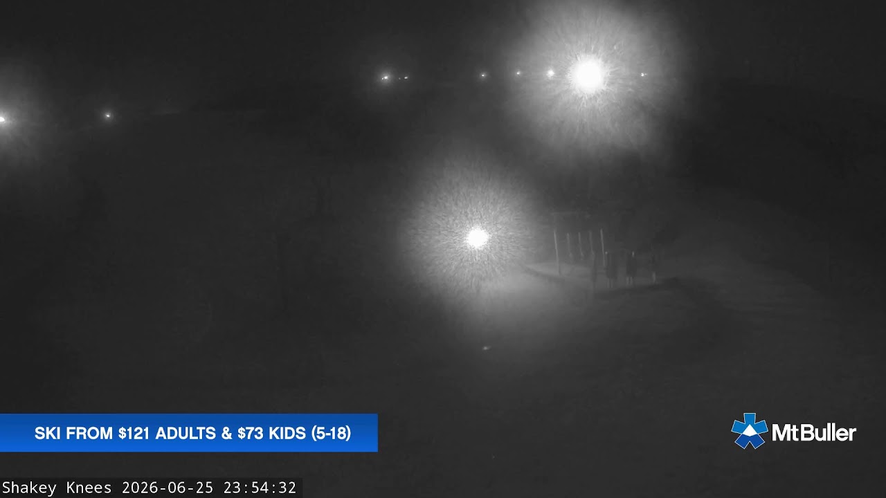 Mt Buller Shakey Knees Live snow cam captured at 25 June 2026 at 11:58 pm AEST