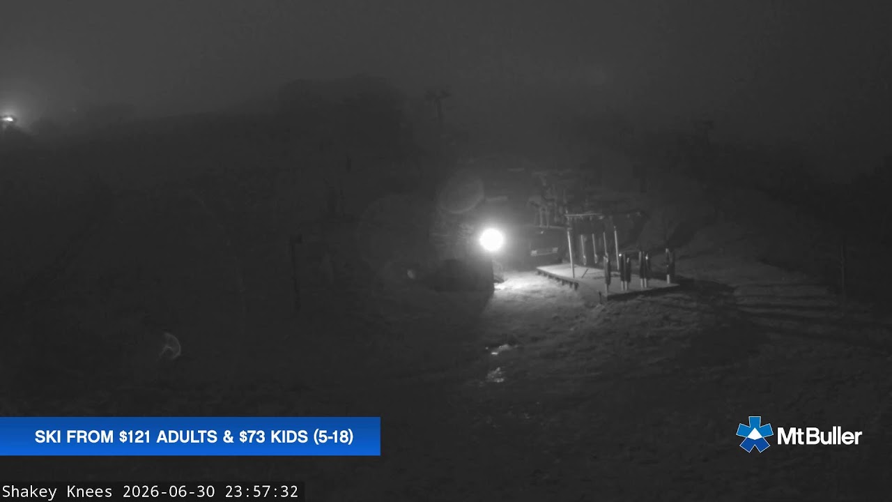 Mt Buller Shakey Knees Live snow cam captured at 30 June 2026 at 11:59 pm AEST
