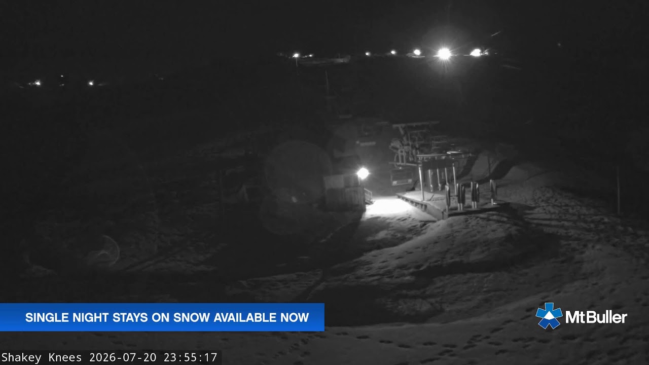Mt Buller Shakey Knees Live snow cam captured at 20 July 2026 at 11:55 pm AEST