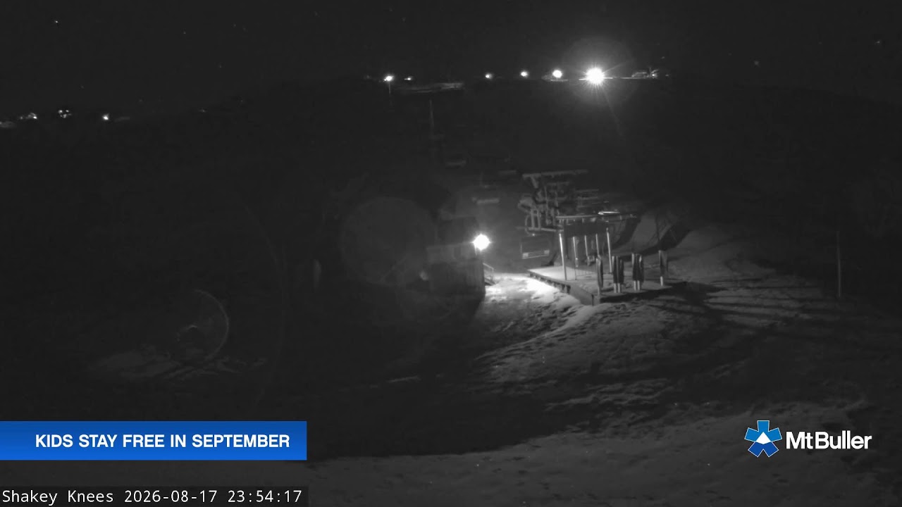 Mt Buller Shakey Knees Live snow cam captured at 17 August 2026 at 11:55 pm AEST