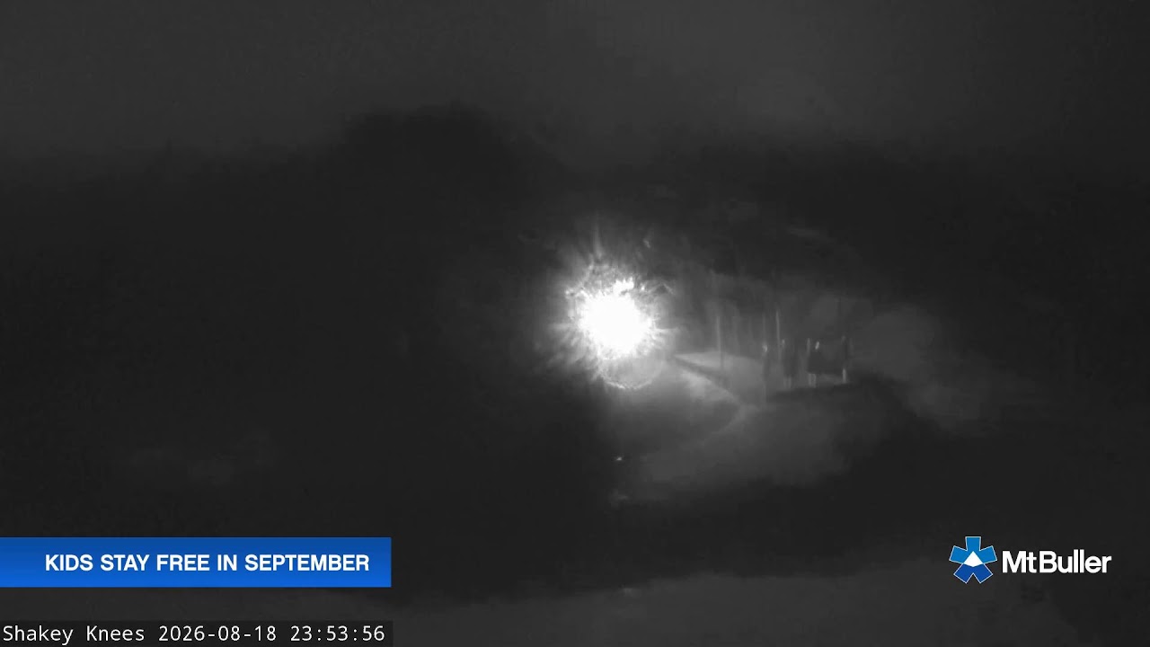 Mt Buller Shakey Knees Live snow cam captured at 18 August 2026 at 11:55 pm AEST