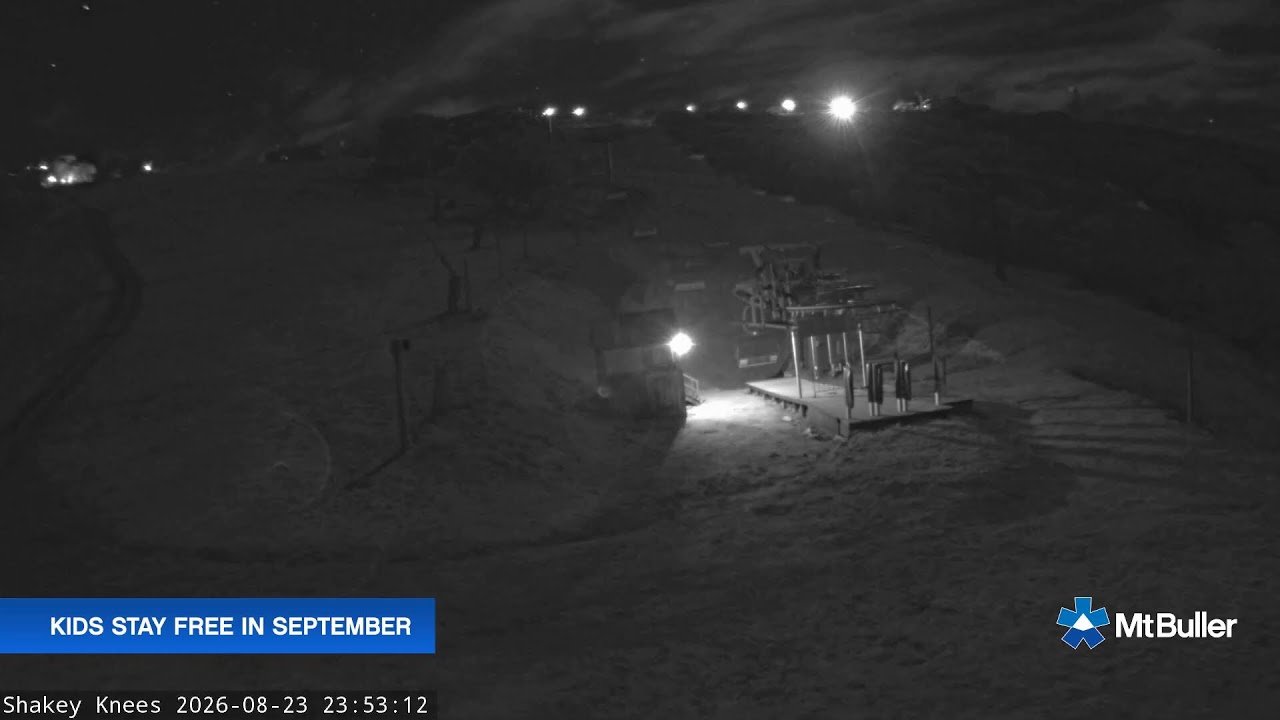 Mt Buller Shakey Knees Live snow cam captured at 23 August 2026 at 11:55 pm AEST