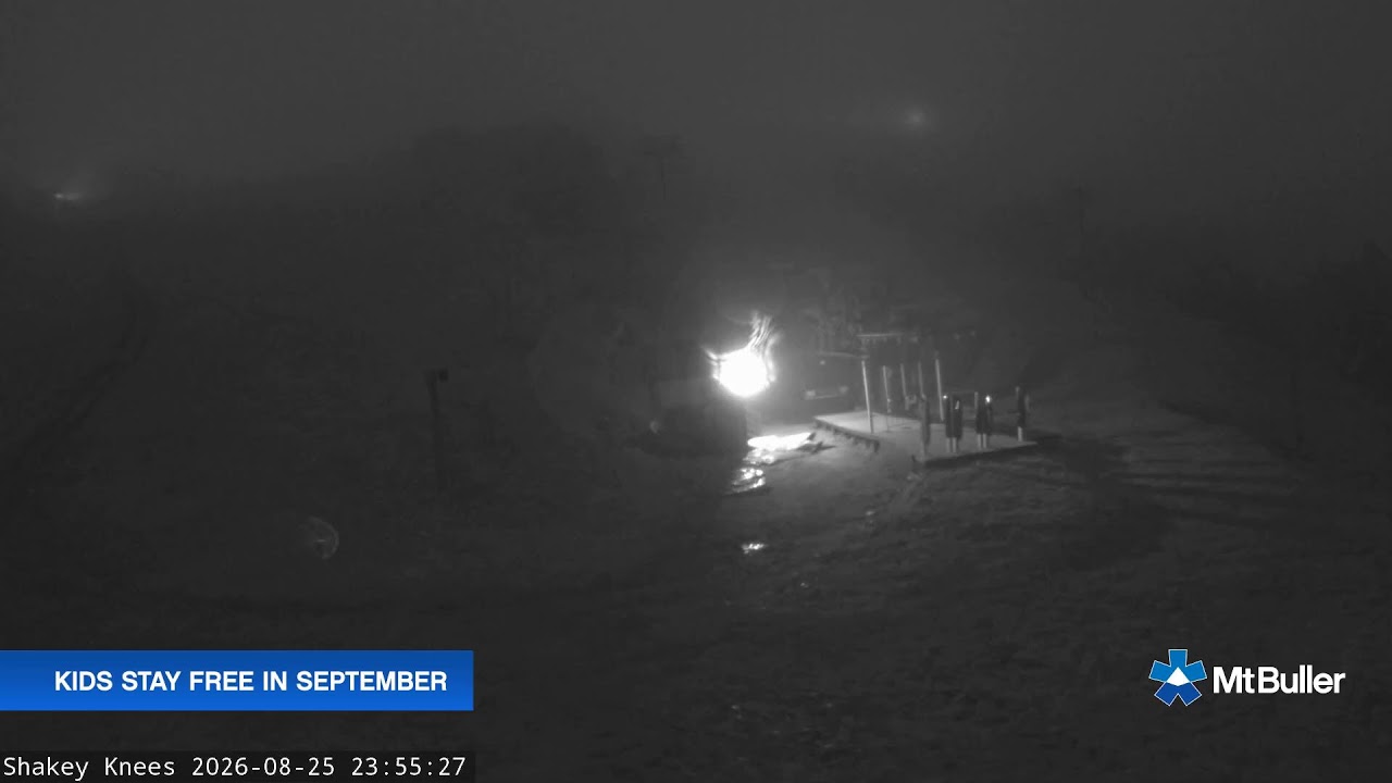 Mt Buller Shakey Knees Live snow cam captured at 25 August 2026 at 11:55 pm AEST