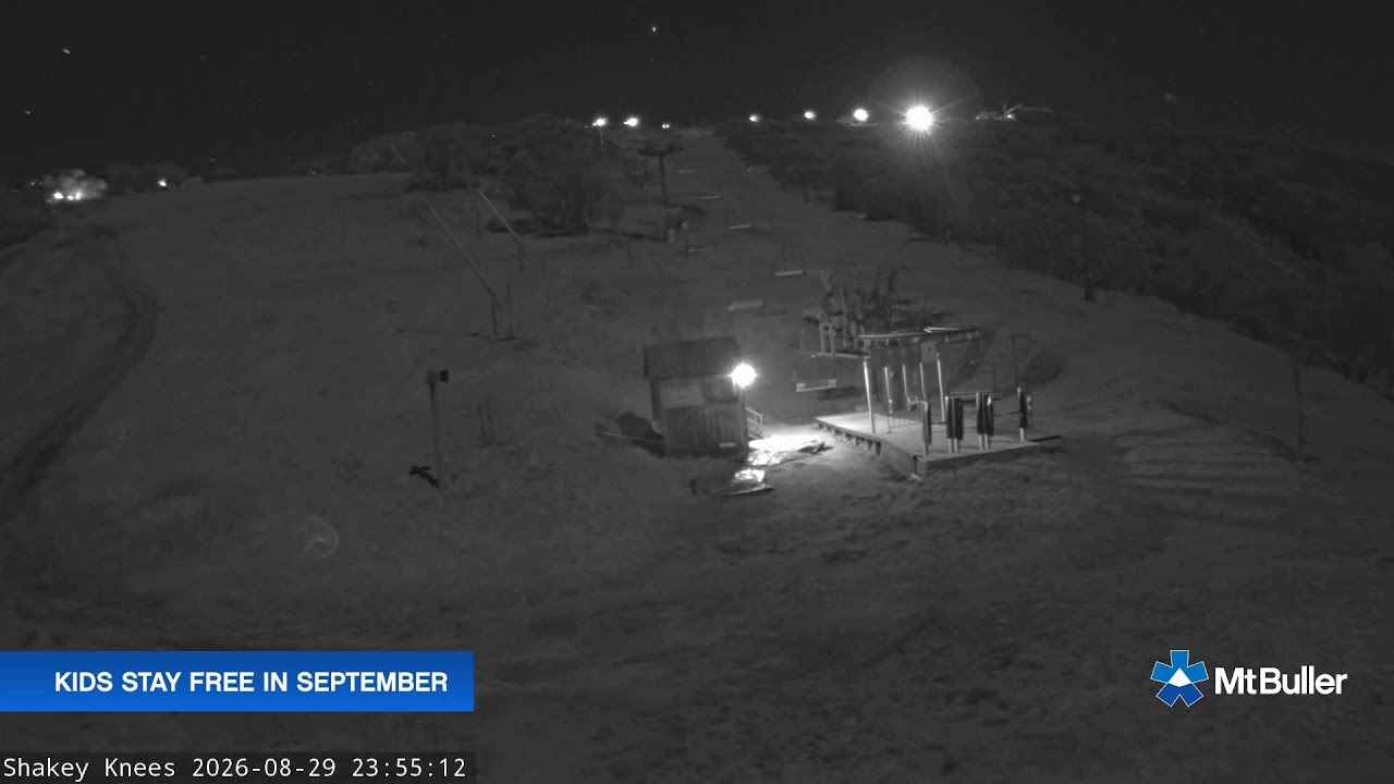 Mt Buller Shakey Knees Live snow cam captured at 29 August 2026 at 11:55 pm AEST