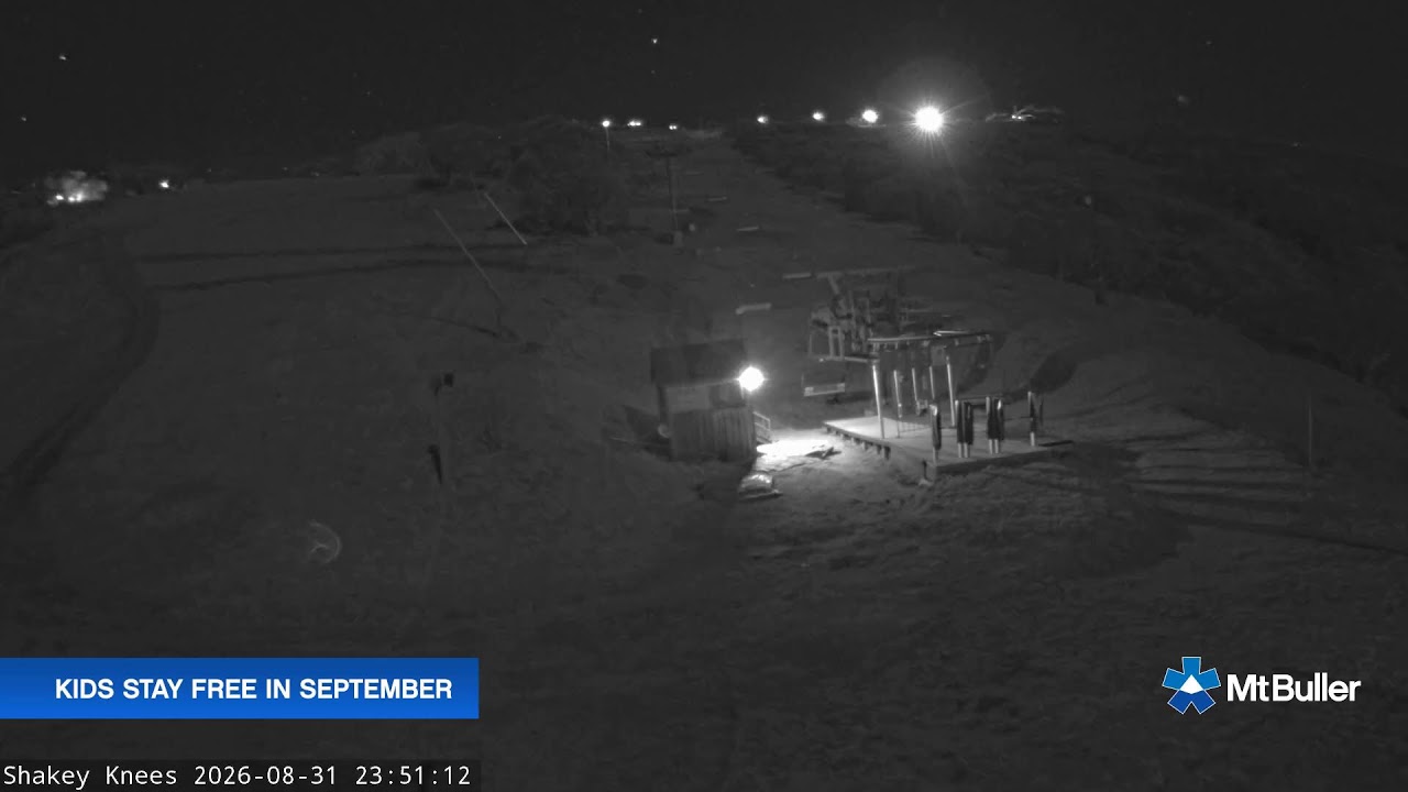 Mt Buller Shakey Knees Live snow cam captured at 31 August 2026 at 11:55 pm AEST