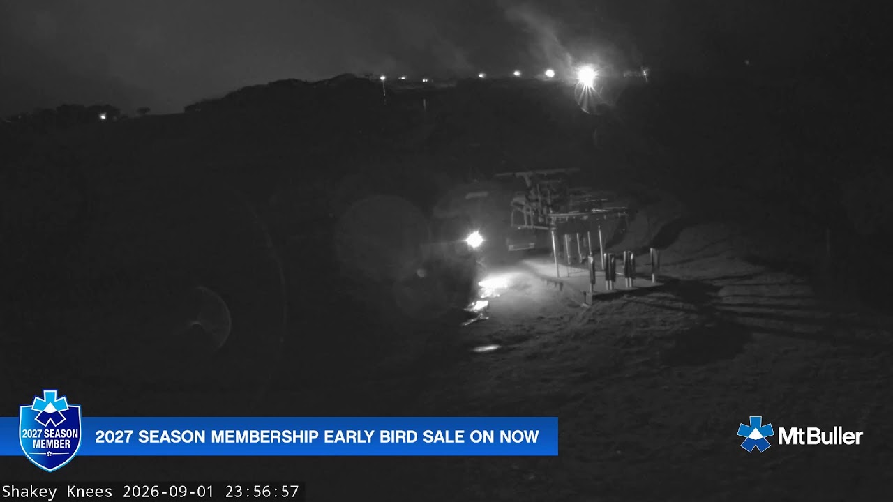 Mt Buller Shakey Knees Live snow cam captured at 1 September 2026 at 11:59 pm AEST