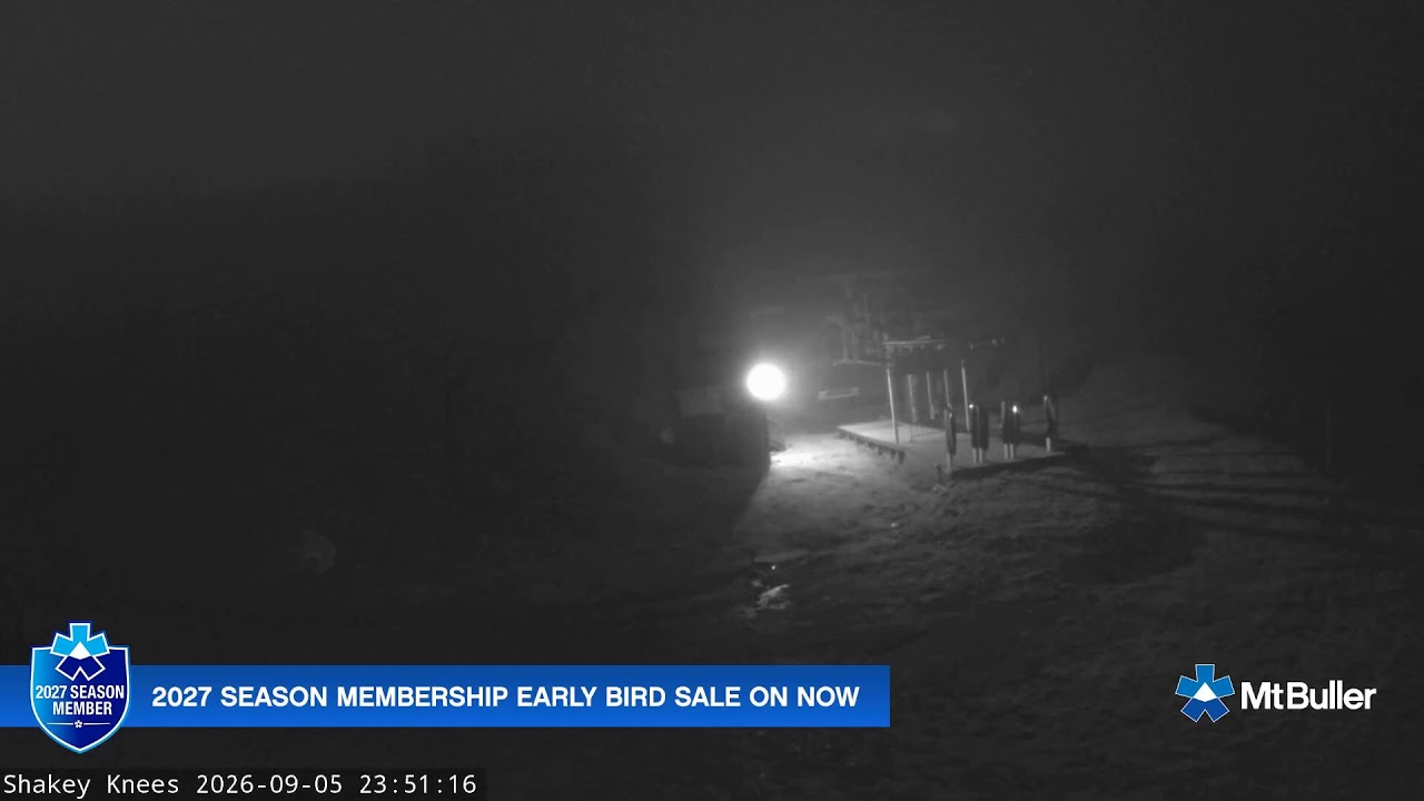 Mt Buller Shakey Knees Live snow cam captured at 5 September 2026 at 11:55 pm AEST