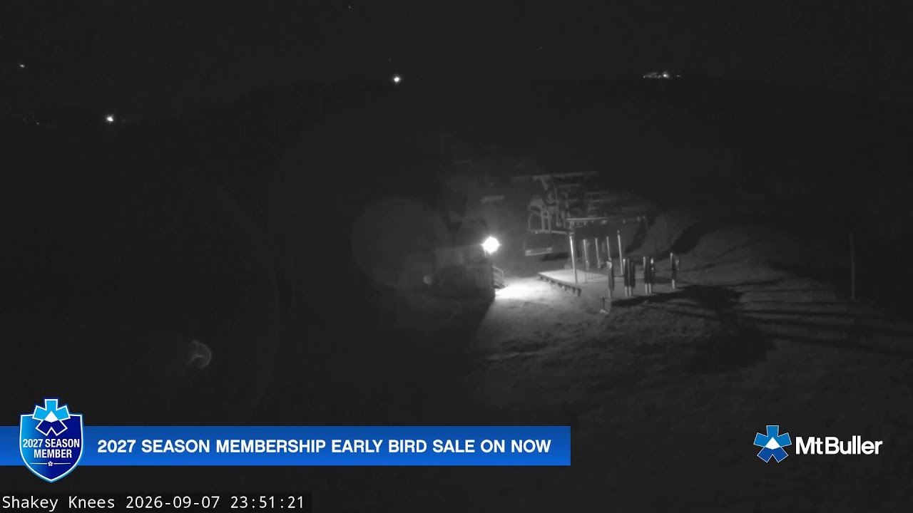 Mt Buller Shakey Knees Live snow cam captured at 7 September 2026 at 11:54 pm AEST