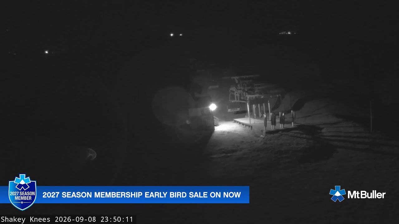 Mt Buller Shakey Knees Live snow cam captured at 8 September 2026 at 11:54 pm AEST