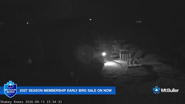 Mt Buller Shakey Knees Live snow cam captured at 13 September 2026 at 11:54 pm AEST