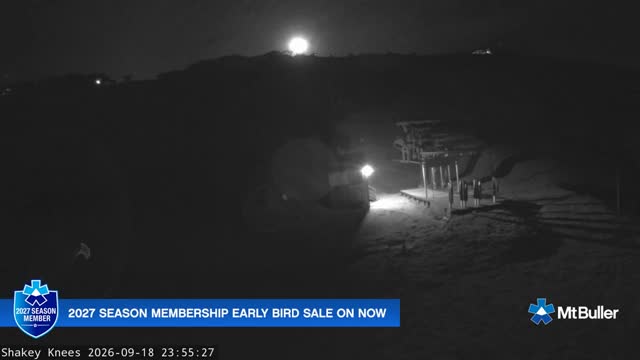 Mt Buller Shakey Knees Live snow cam captured at 18 September 2026 at 11:55 pm AEST