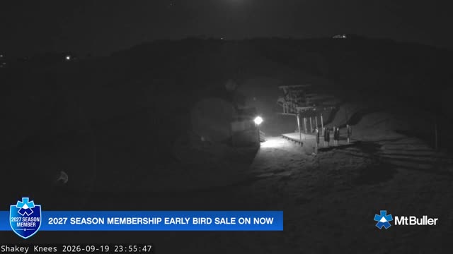 Mt Buller Shakey Knees Live snow cam captured at 19 September 2026 at 11:56 pm AEST
