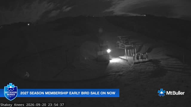 Mt Buller Shakey Knees Live snow cam captured at 20 September 2026 at 11:54 pm AEST