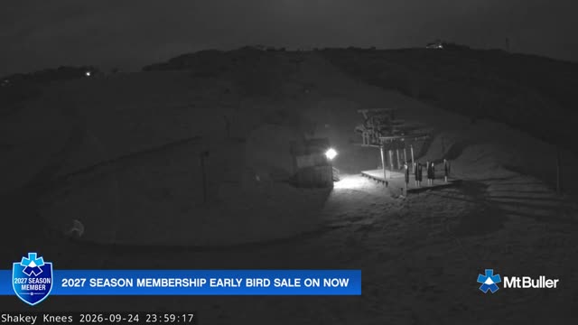 Mt Buller Shakey Knees Live snow cam captured at 24 September 2026 at 11:59 pm AEST