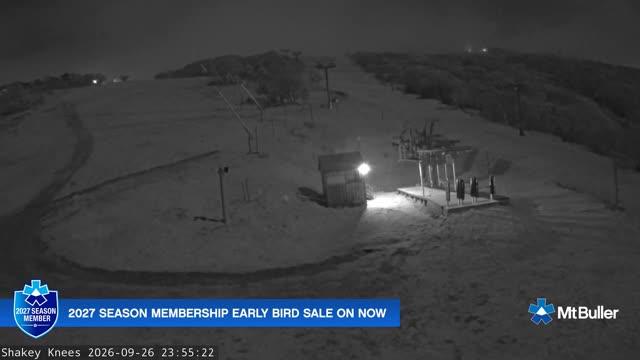 Mt Buller Shakey Knees Live snow cam captured at 26 September 2026 at 11:55 pm AEST
