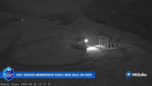 Mt Buller Shakey Knees Live snow cam captured at 28 September 2026 at 11:58 pm AEST
