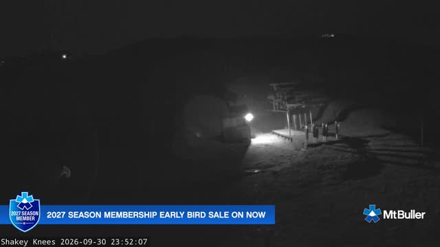 Mt Buller Shakey Knees Live snow cam captured at 30 September 2026 at 11:52 pm AEST