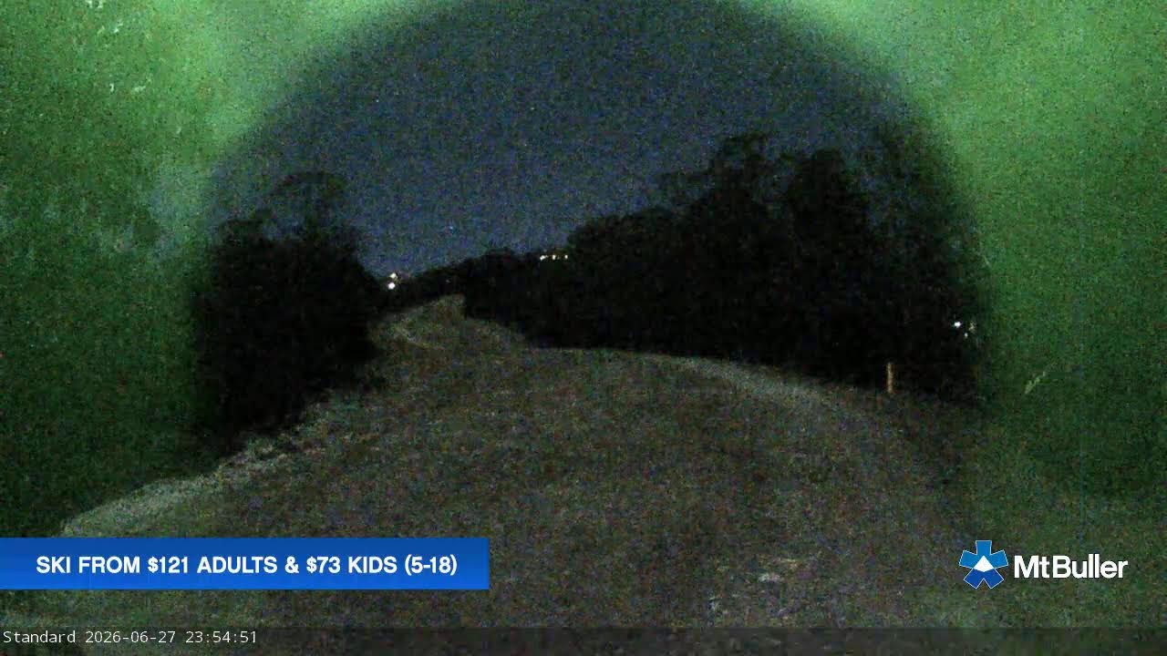 Mt Buller Standard Run Live snow cam captured at 27 June 2026 at 11:55 pm AEST