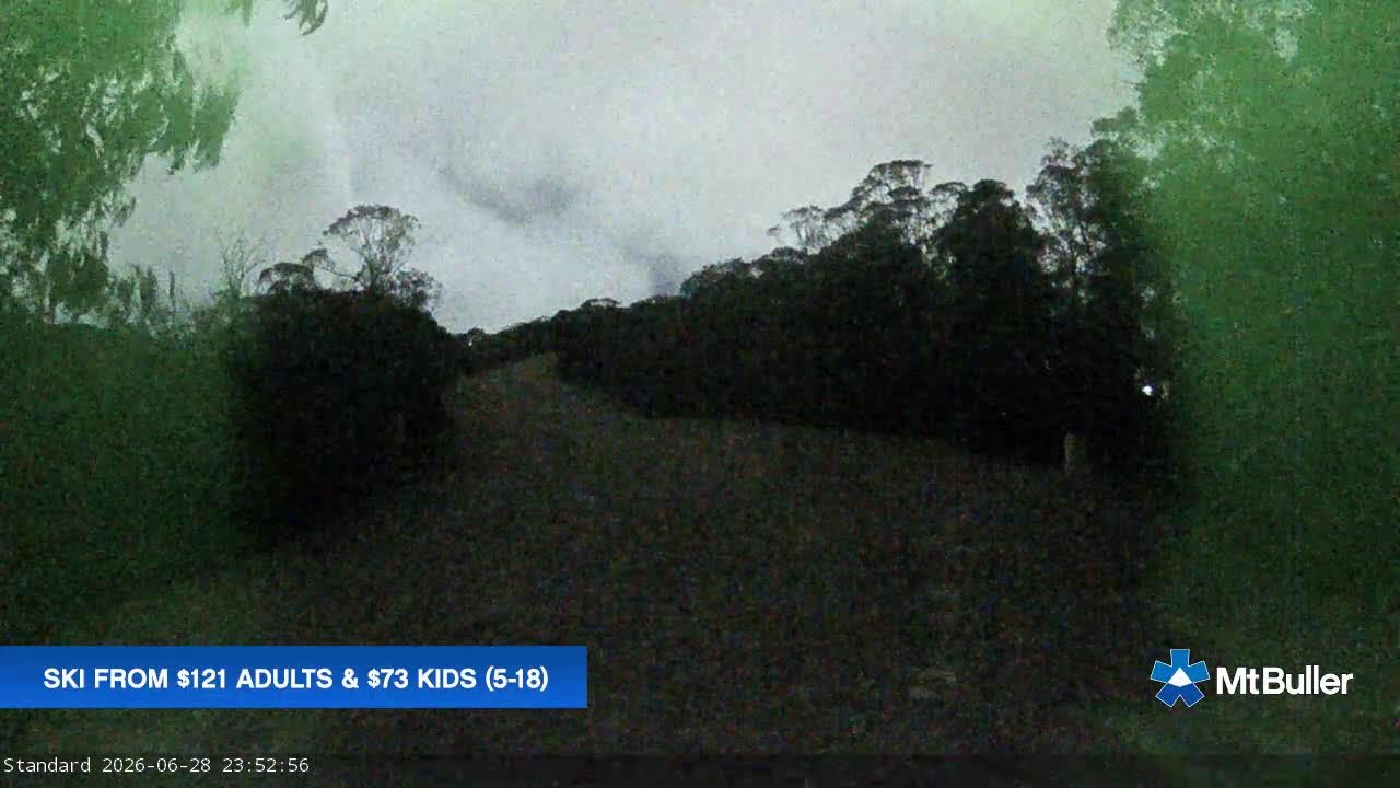 Mt Buller Standard Run Live snow cam captured at 28 June 2026 at 11:55 pm AEST
