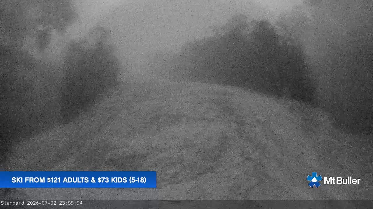 Mt Buller Standard Run Live snow cam captured at 2 July 2026 at 11:58 pm AEST