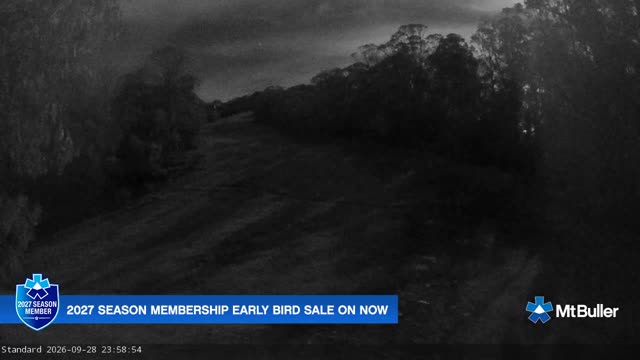 Mt Buller Standard Run Live snow cam captured at 28 September 2026 at 11:59 pm AEST