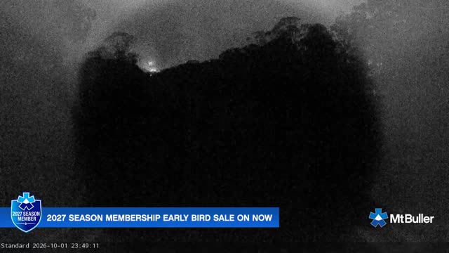 Mt Buller Standard Run Live snow cam captured at 1 October 2026 at 11:49 pm AEST