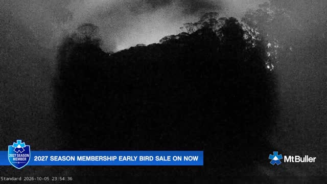 Mt Buller Standard Run Live snow cam captured at 5 October 2026 at 11:54 pm AEDT