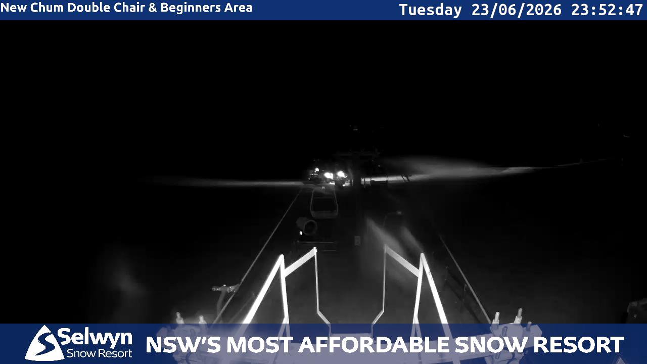 Selwyn Snow Resort Selwyn Live Stream snow cam captured at 23 June 2026 at 11:52 pm AEST