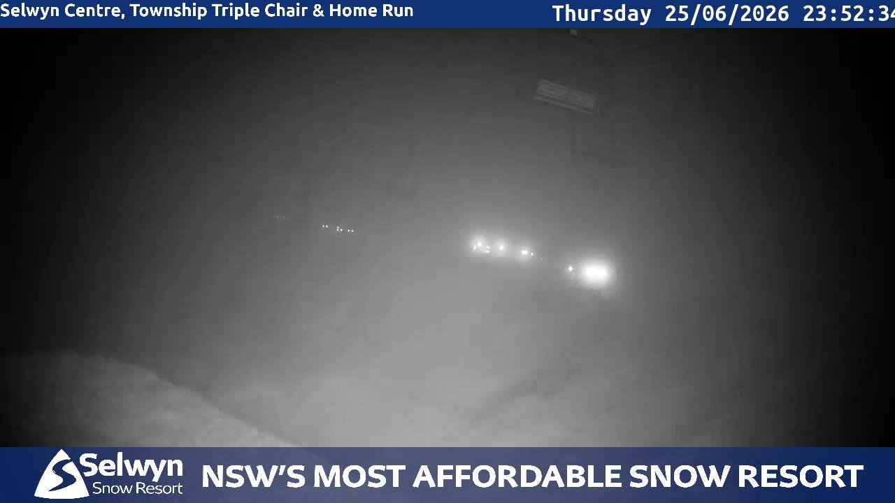 Selwyn Snow Resort Selwyn Live Stream snow cam captured at 25 June 2026 at 11:58 pm AEST