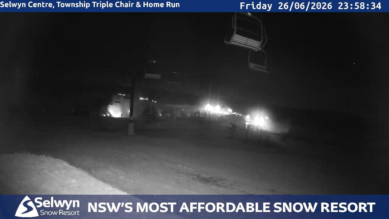 Selwyn Snow Resort Selwyn Live Stream snow cam captured at 26 June 2026 at 11:58 pm AEST