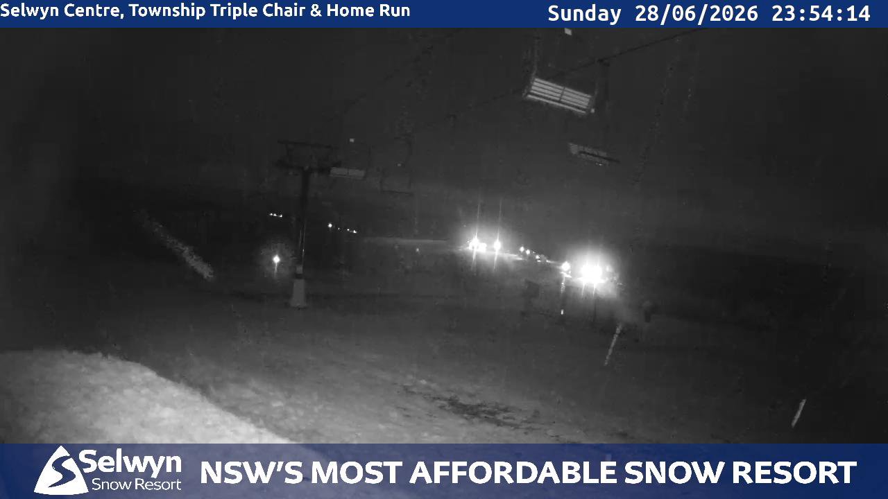 Selwyn Snow Resort Selwyn Live Stream snow cam captured at 28 June 2026 at 11:55 pm AEST