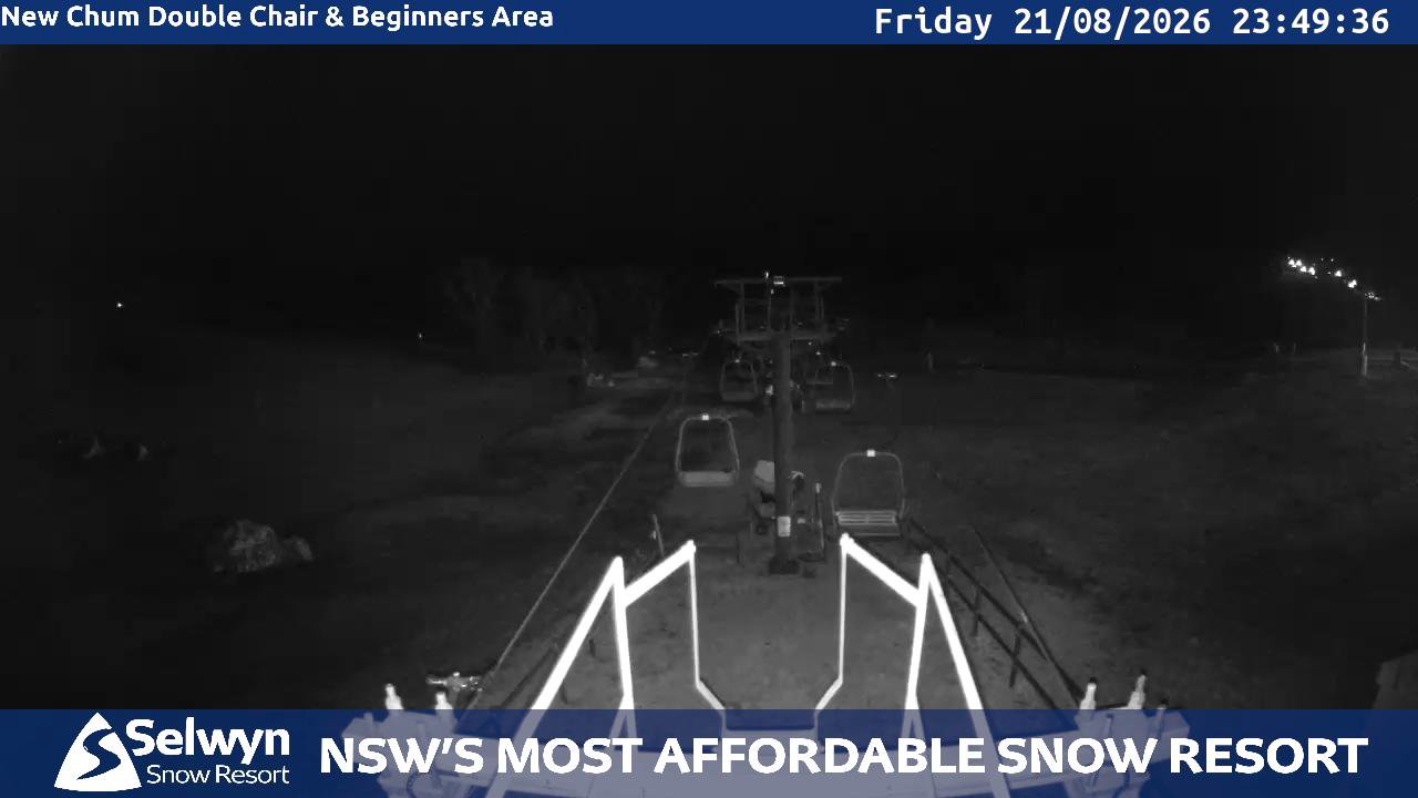 Selwyn Snow Resort Selwyn Live Stream snow cam captured at 21 August 2026 at 11:55 pm AEST